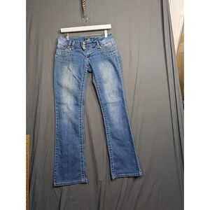Angels Y2K Low Rise Bootcut Jeans Faded Denim 3-Button Fly" Size 7